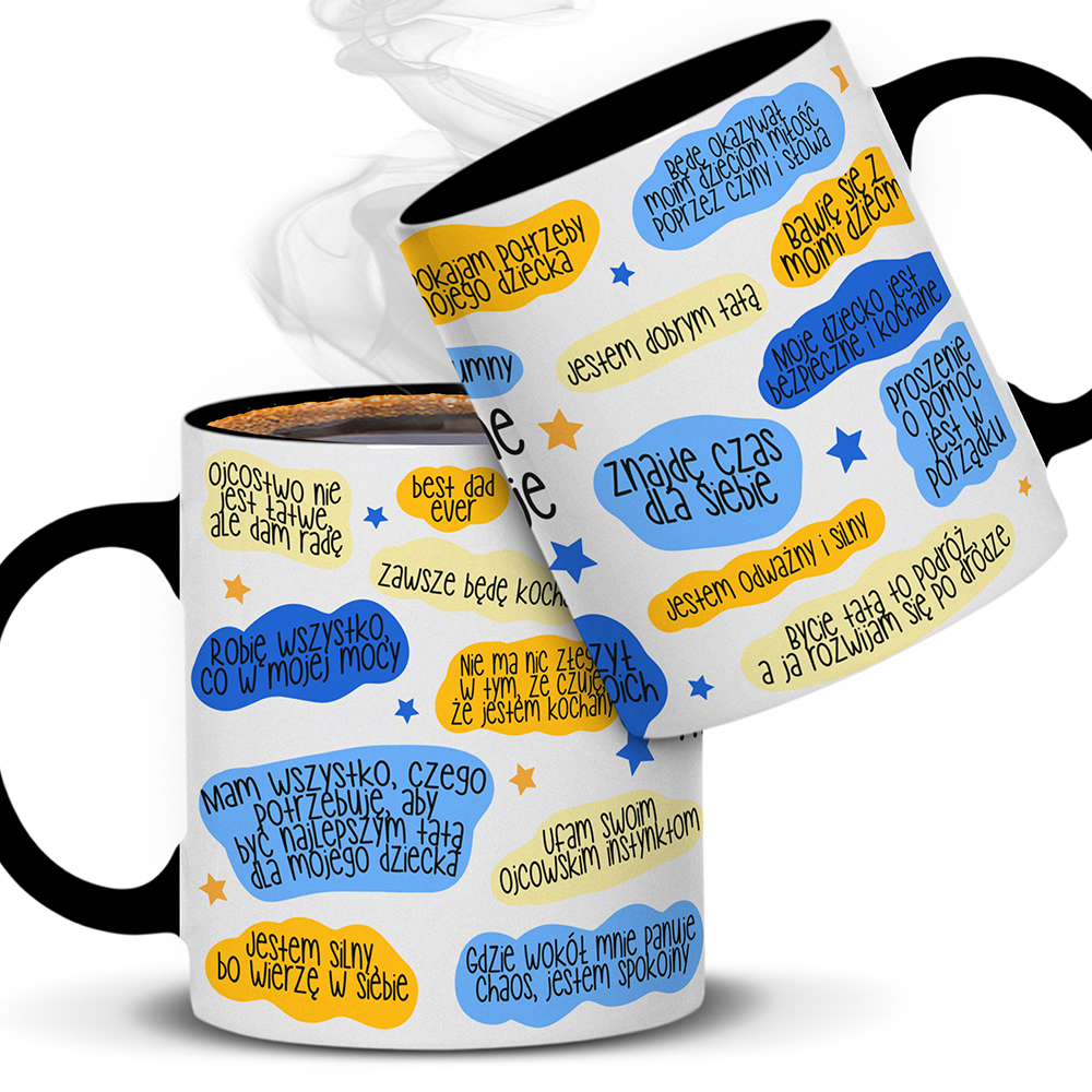 KUBEK CODZIENNE AFIRMACJE TATY kubek ucho kolor kolor czarnyy