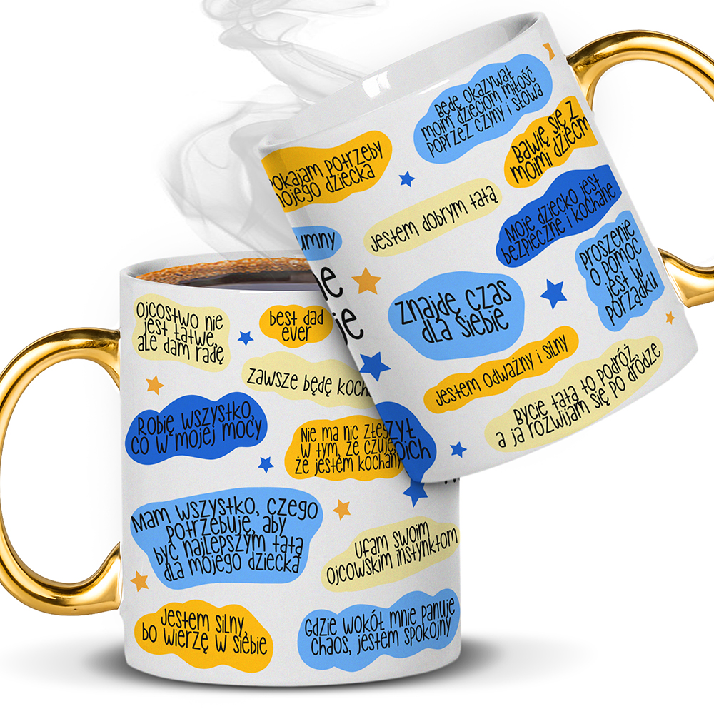 KUBEK CODZIENNE AFIRMACJE TATY kubek ucho złote kolor złoty