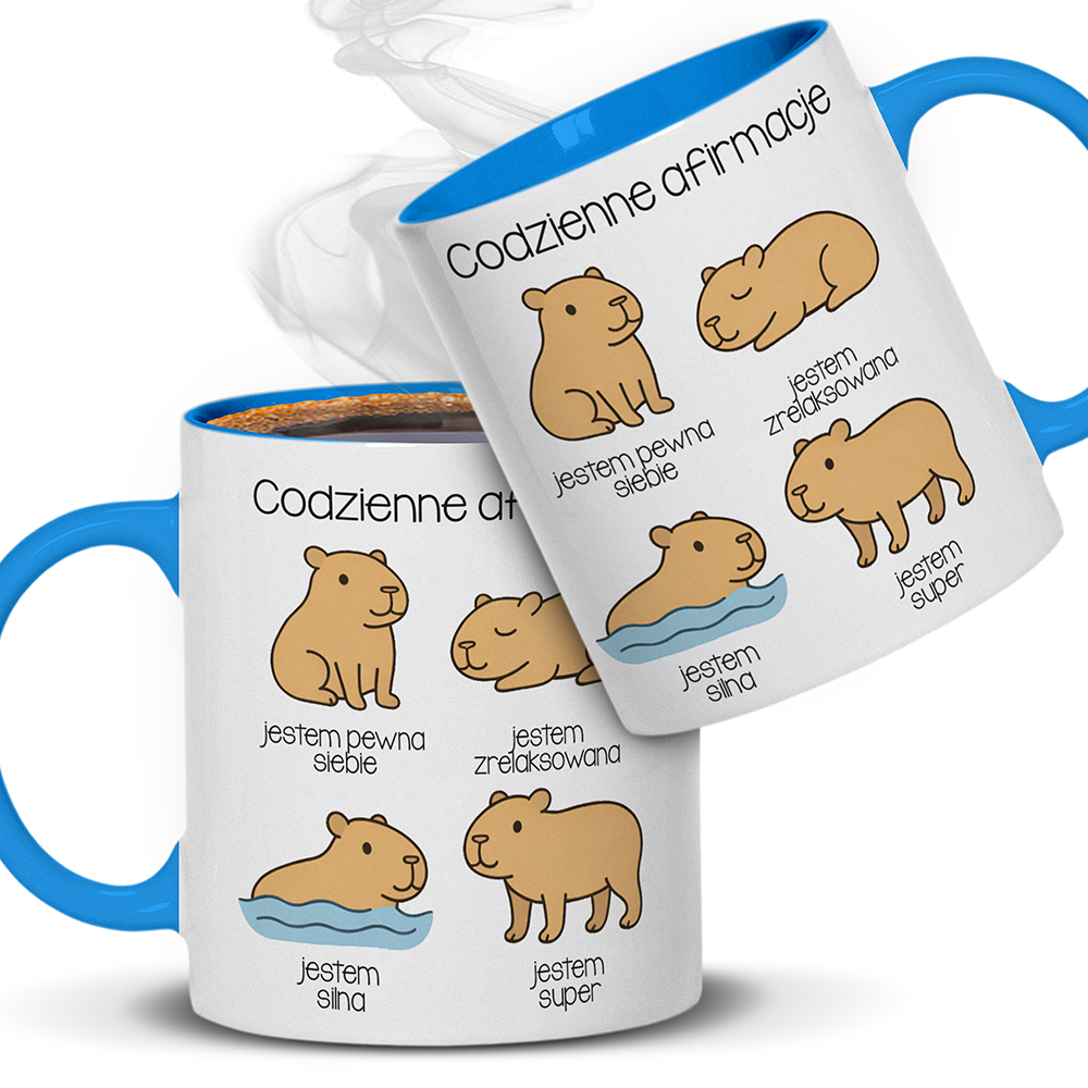 KUBEK – CODZIENNE AFIRMACJE kubek ucho kolor kolor jasnoniebieski