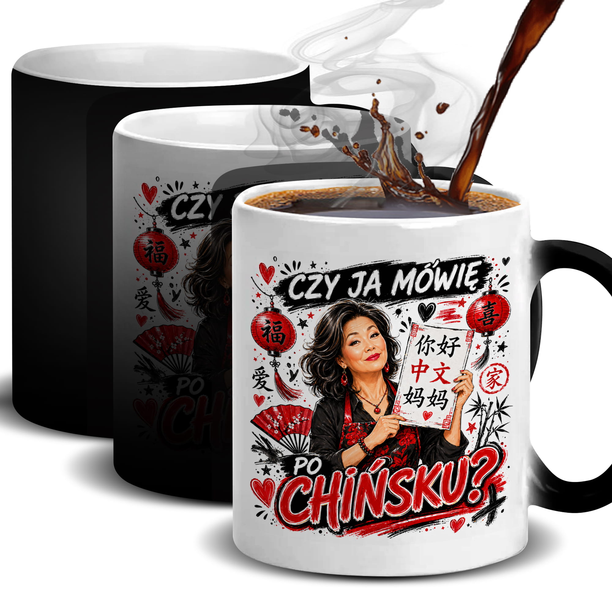 Kubek Czy ja mówię po chińsku? kubek magiczny kolor czarny