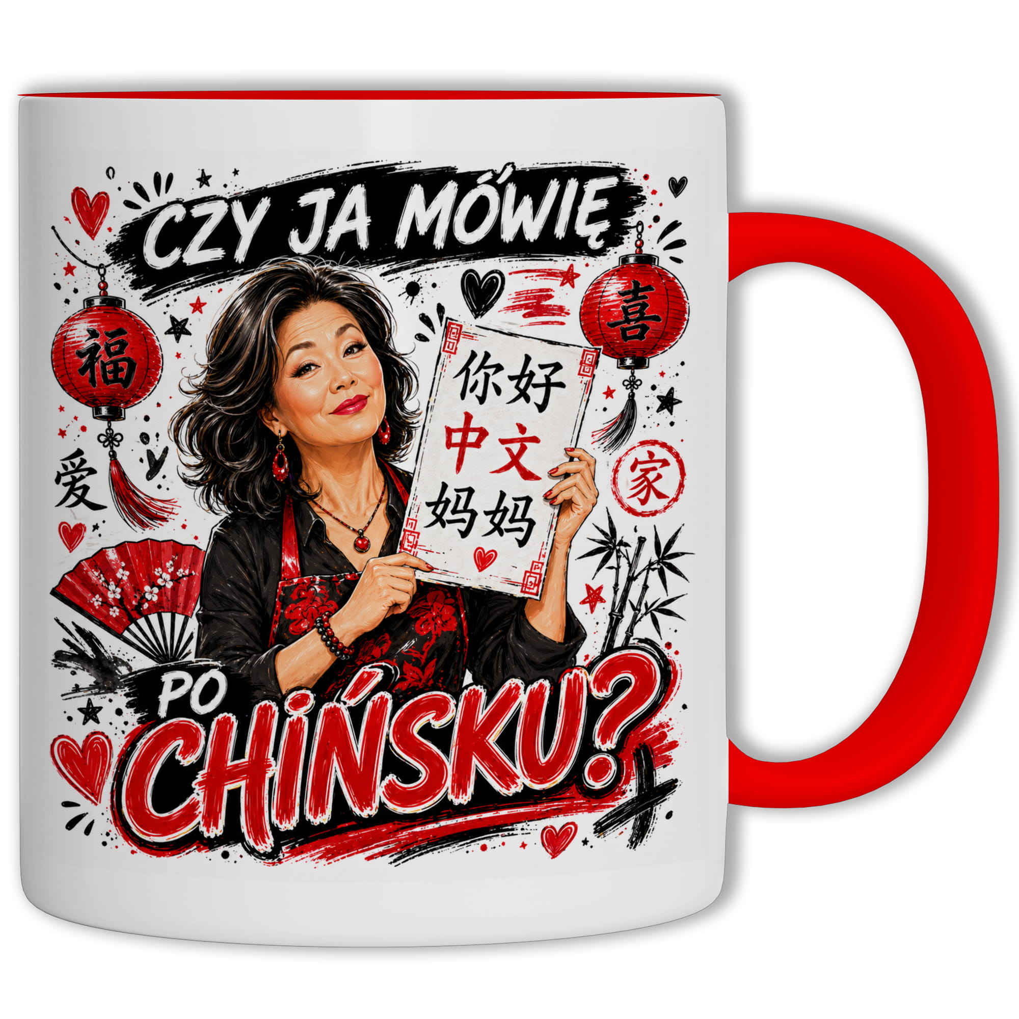 Kubek Czy ja mówię po chińsku? kubek ucho kolor kolor czerwony