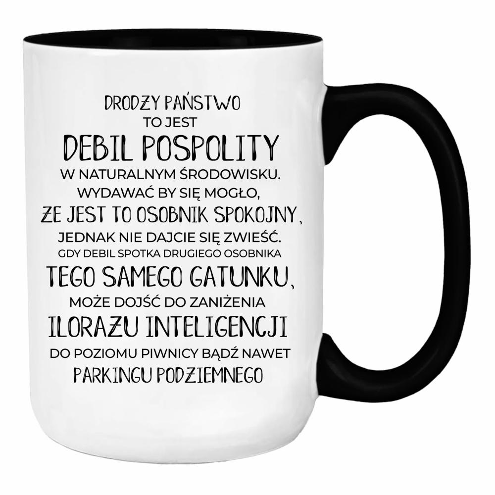 Kubek debil pospolity duży kubek ucho kolor kolor czarnyy