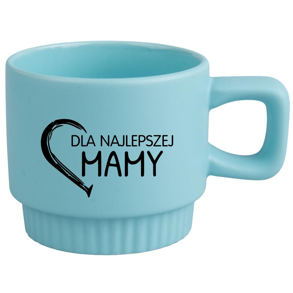 Kubek Dla najlepszej mamy kubek ryflowany niebieski kolor różowawo-szary