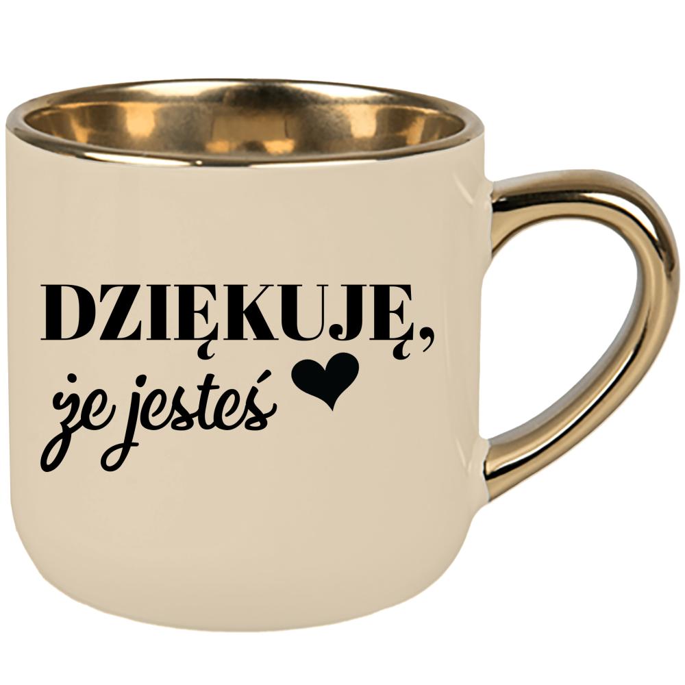 Kubek Dziękuję, że jesteś kubek elegant duży kolor kremowy