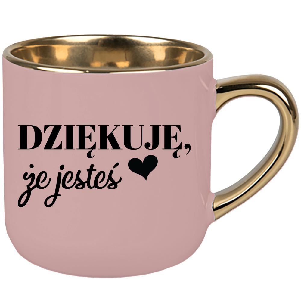 Kubek Dziękuję, że jesteś kubek elegant duży kolor różowawo-szary