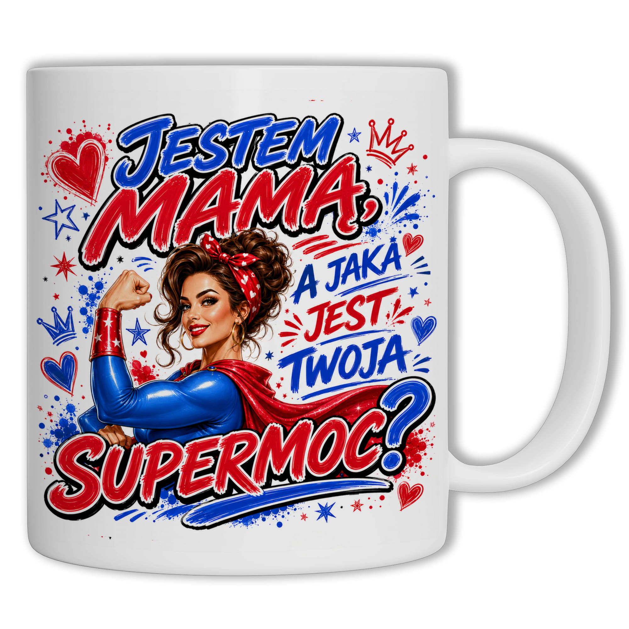 Kubek Jestem mamą a jaka jest Twoja supermoc kubek ucho kolor