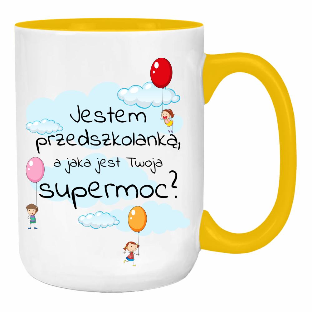 Kubek Jestem przedszkolanką 2 duży kubek ucho kolor kolor żółty