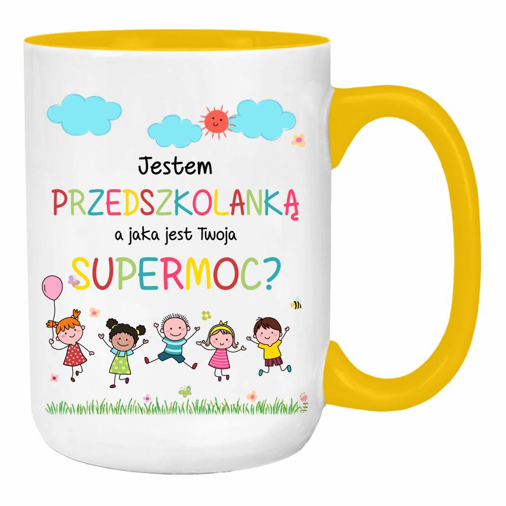 Kubek Jestem przedszkolanką duży kubek ucho kolor kolor żółty