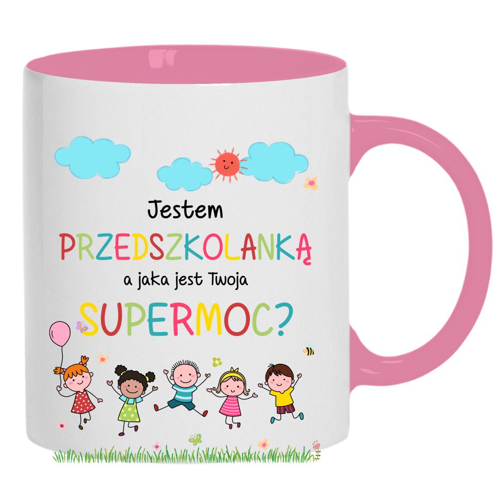 Kubek Jestem przedszkolanką kubek ucho kolor kolor różowy