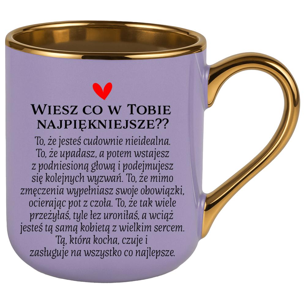Kubek Jesteś cudowna kubek elegant fioletowy kolor pastelowy fiolet