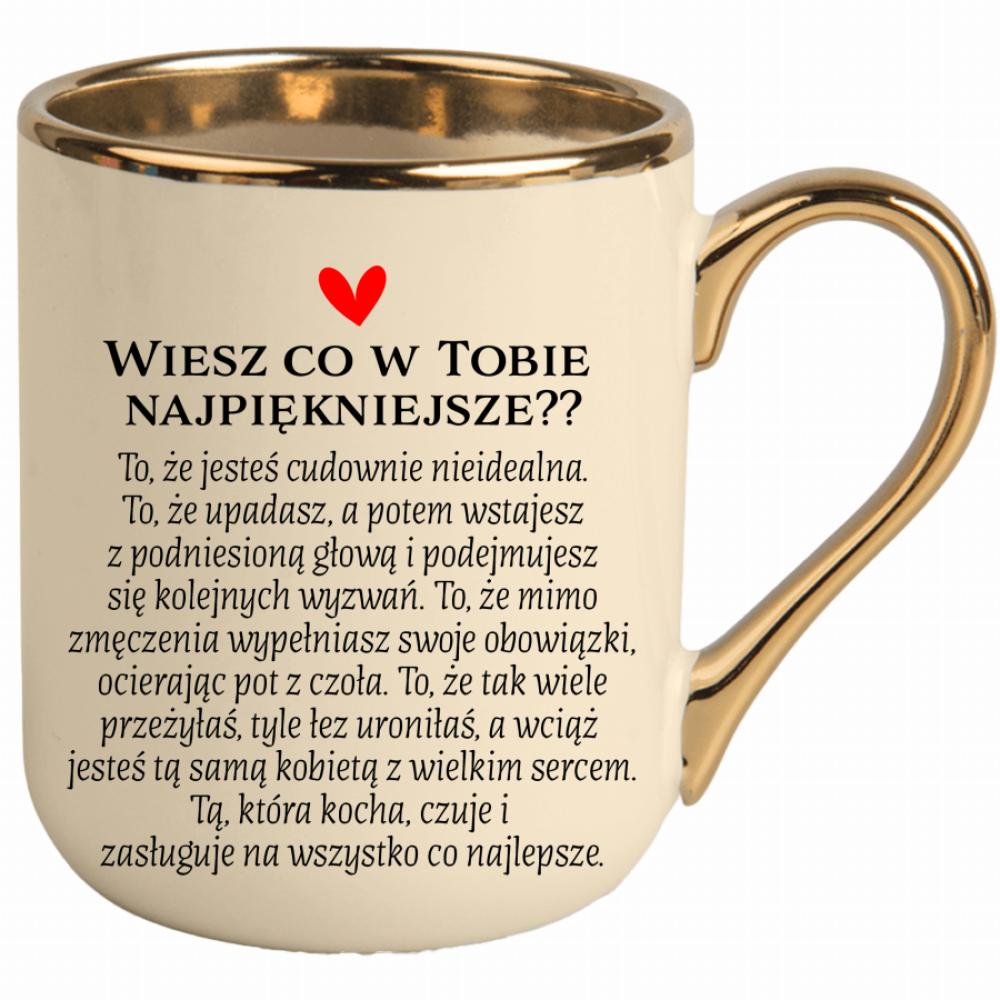 Kubek Jesteś cudowna kubek elegant kremowy kolor jasny róż