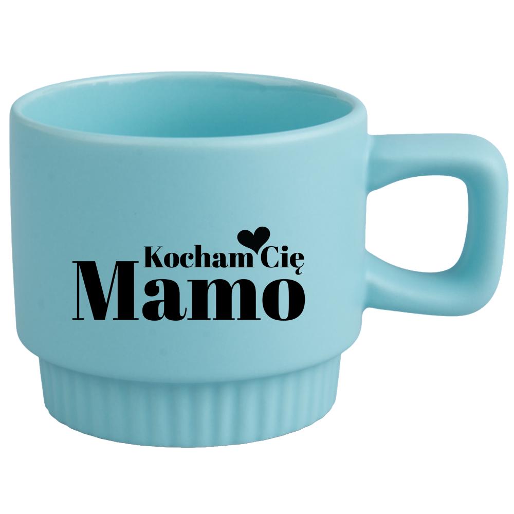 Kubek Kocham Cię mamo kubek ryflowany niebieski kolor niebieski matowy