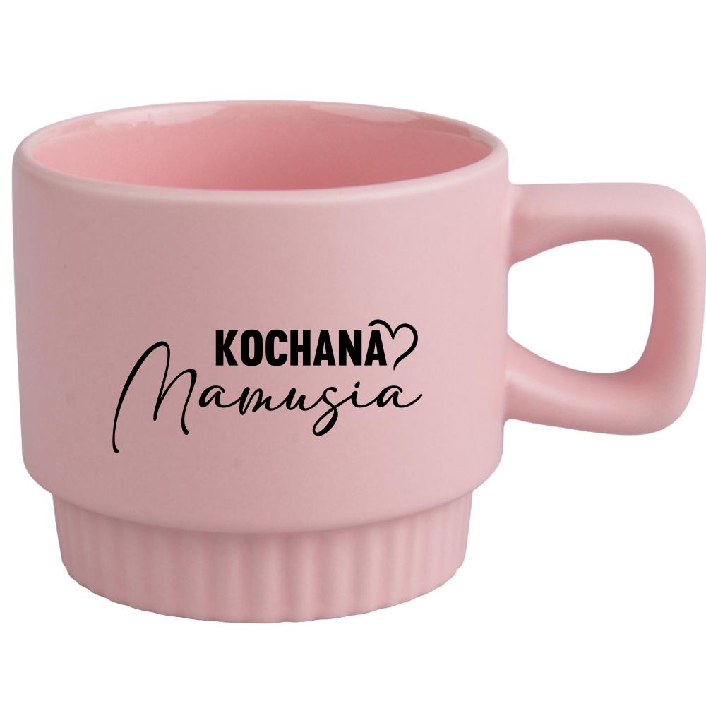 Kubek Kochana mamusia kubek ryflowany różowy kolor pastelowy fiolet