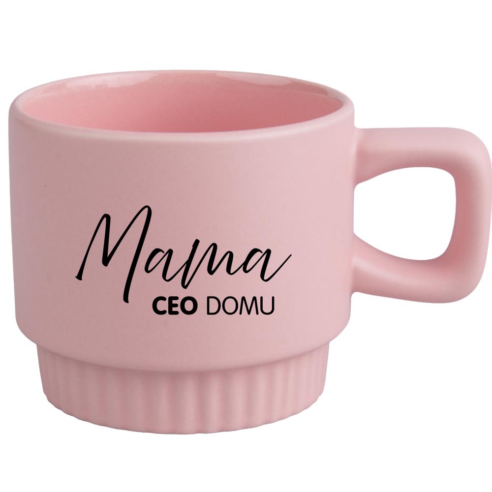 Kubek Mama CEO domu kubek ryflowany różowy kolor niebieski matowy