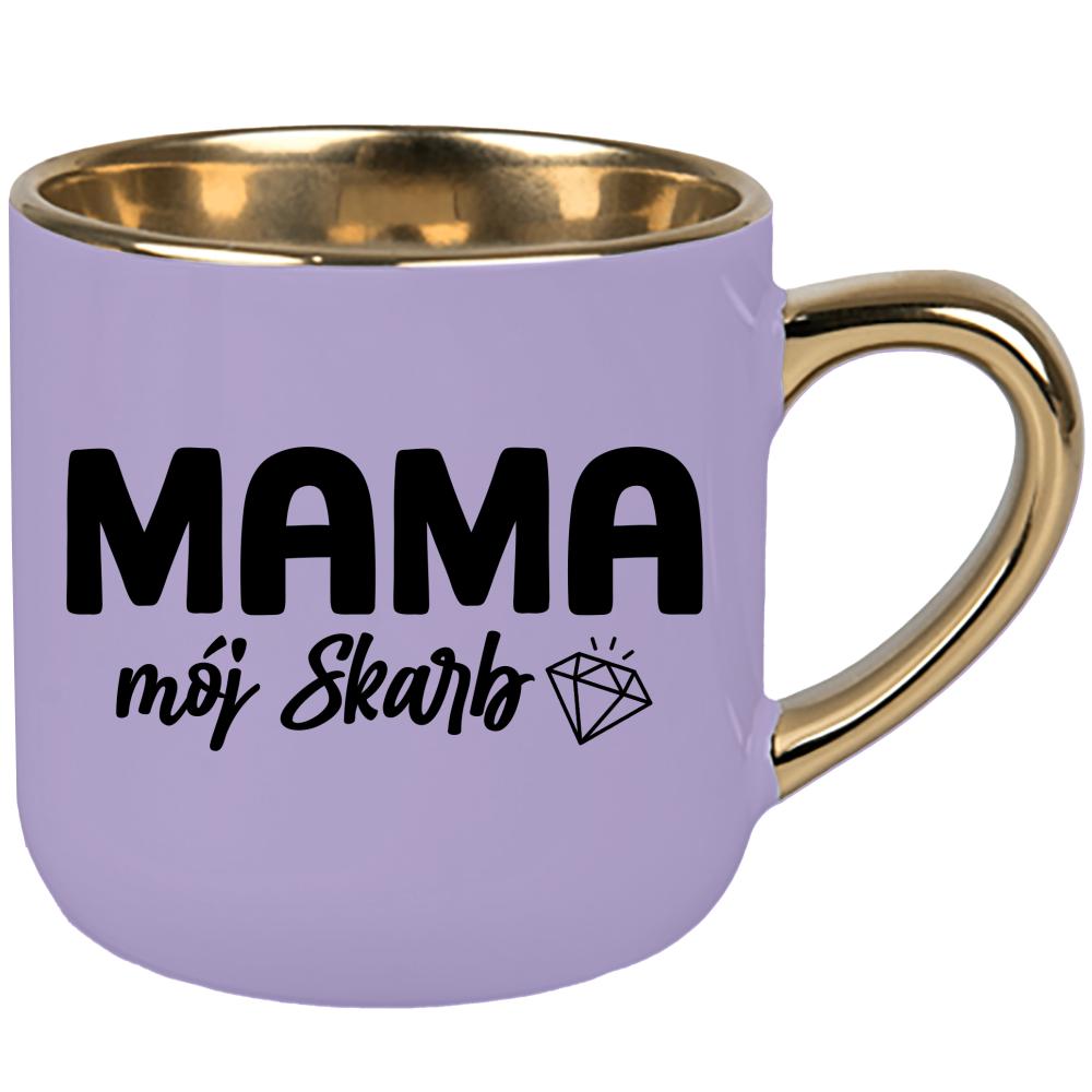 Kubek Mama – mój skarb kubek elegant duży kolor pastelowy fiolet
