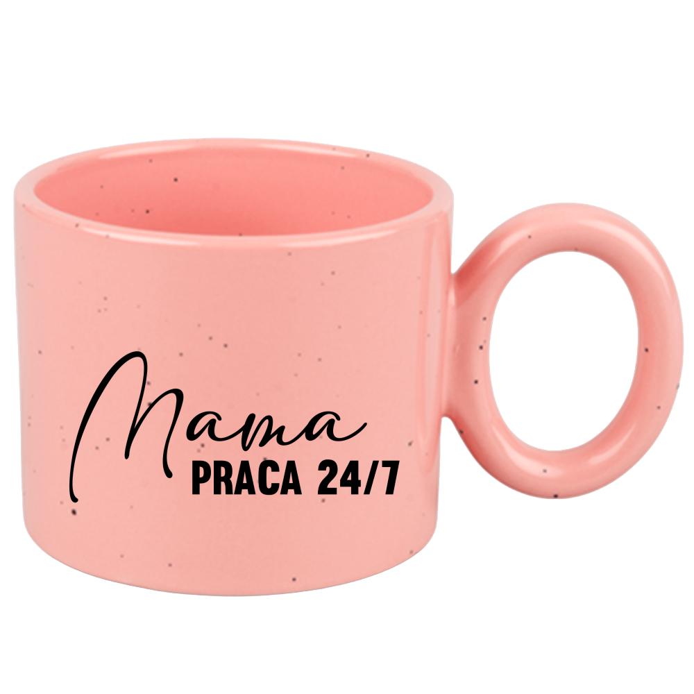 Kubek Mama – praca 24/7 kubek ravenna różowy kolor żółty matowy