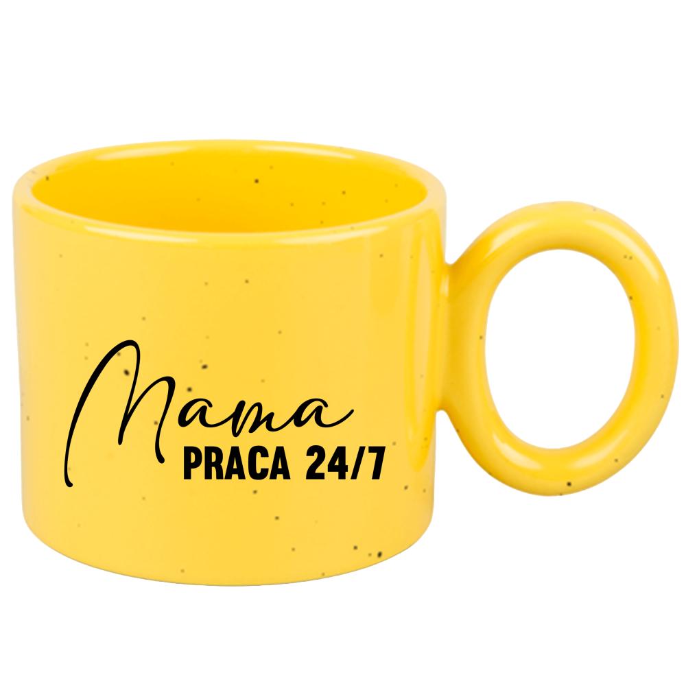 Kubek Mama – praca 24/7 kubek ravenna żółty kolor kremowy