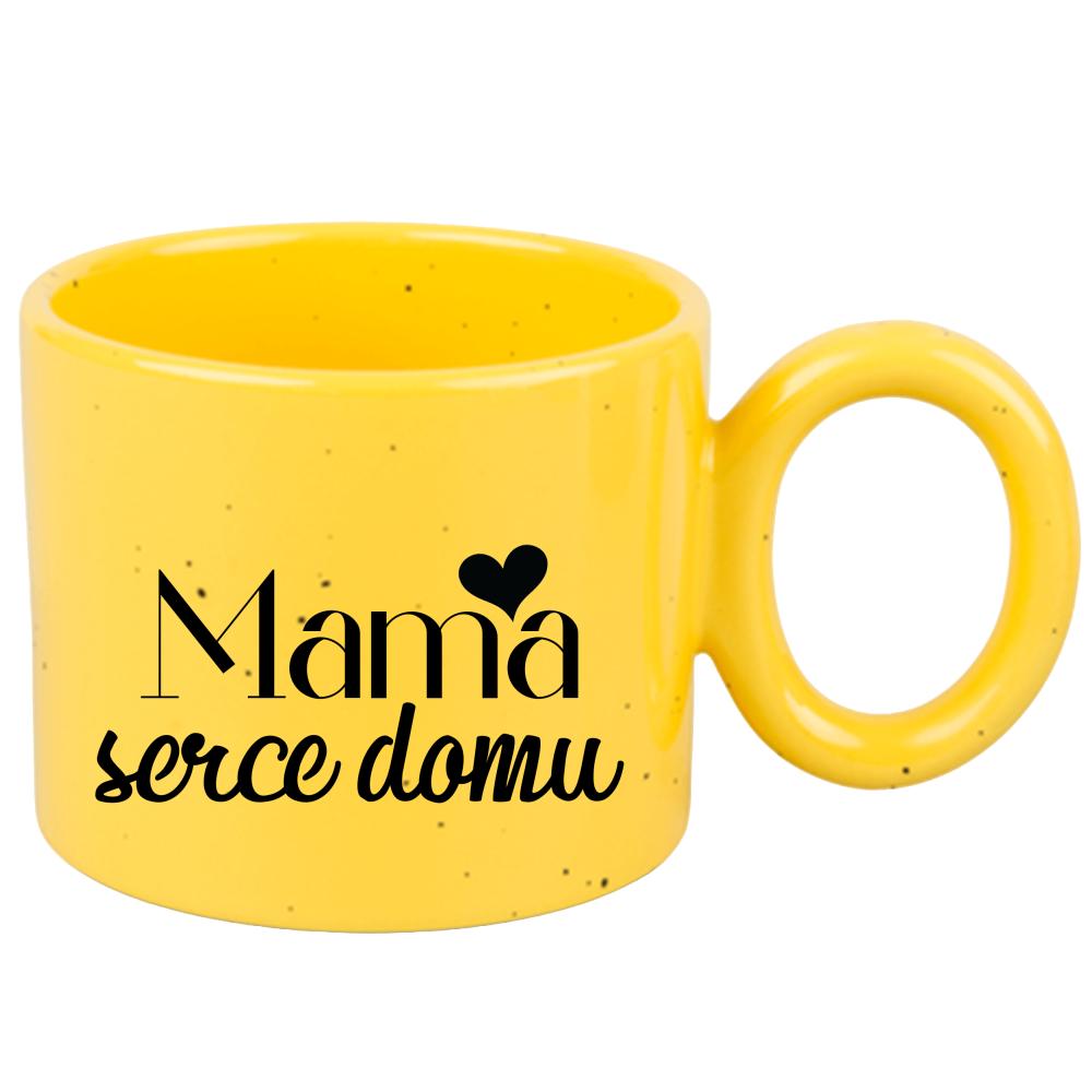Kubek Mama – serce domu kubek ravenna żółty kolor różowawo-szary