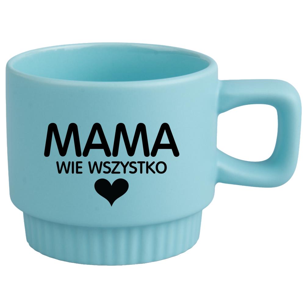Kubek Mama wie wszystko kubek ryflowany niebieski