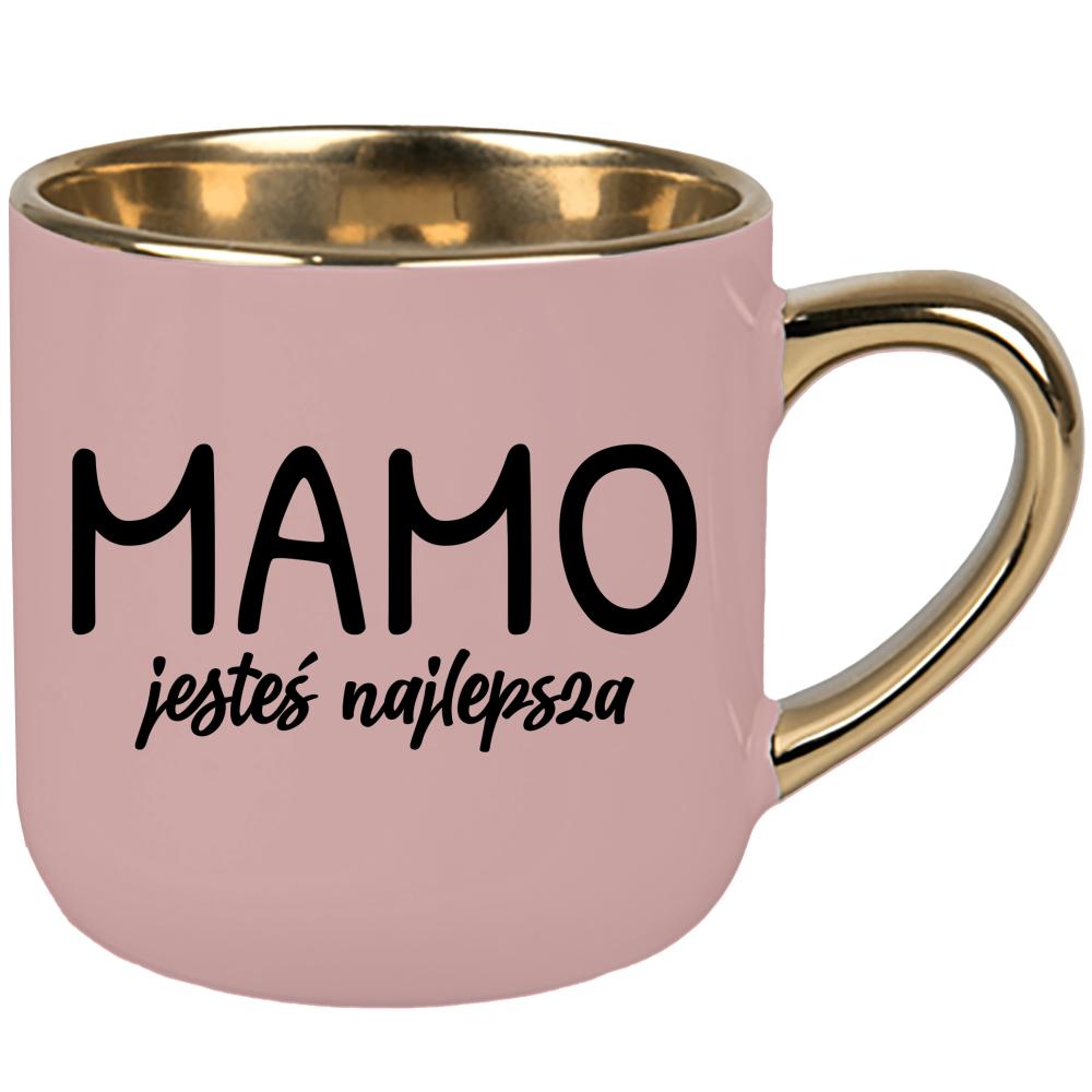 Kubek Mamo jesteś najlepsza kubek elegant duży kolor różowawo-szary