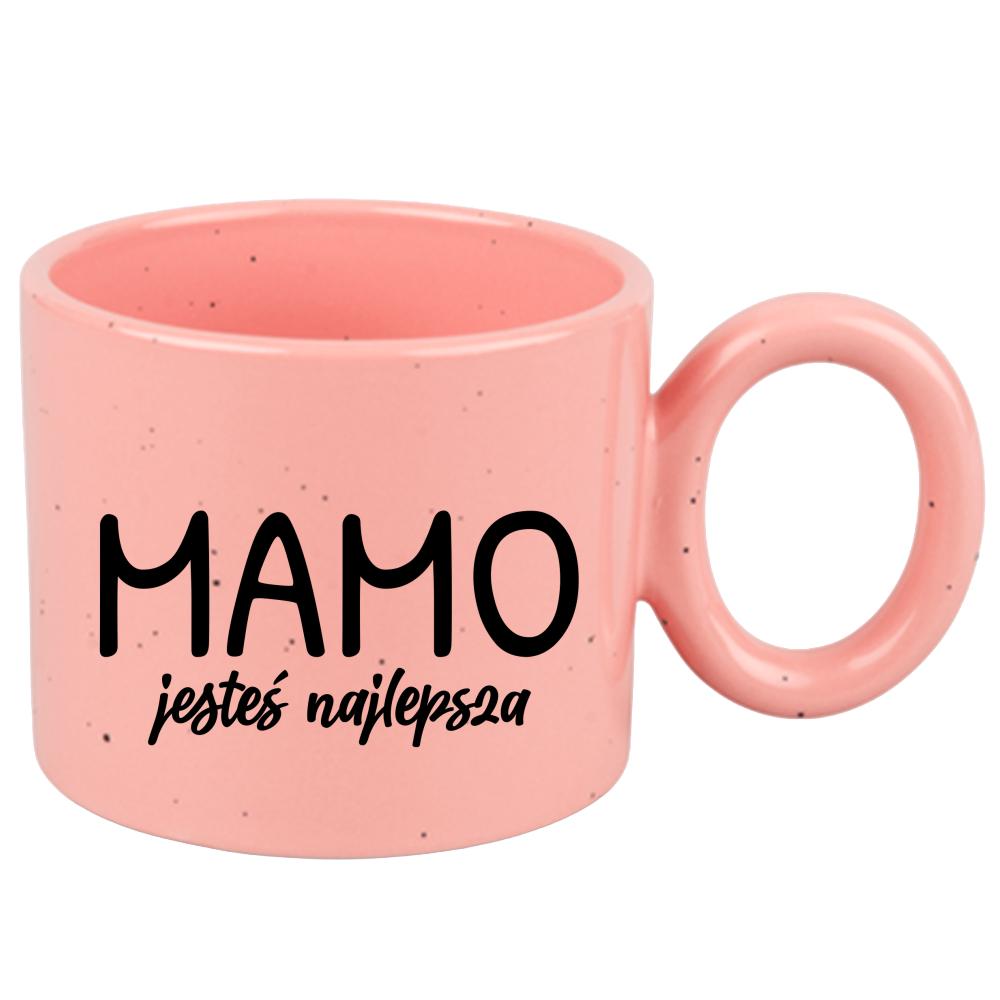 Kubek Mamo jesteś najlepsza kubek ravenna różowy kolor żółty matowy