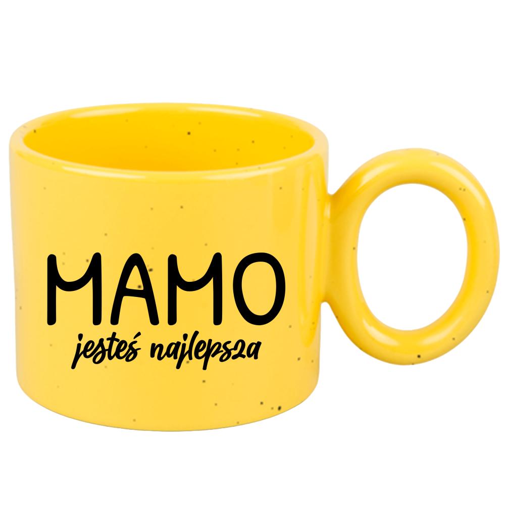 Kubek Mamo jesteś najlepsza kubek ravenna żółty kolor różowy matowy