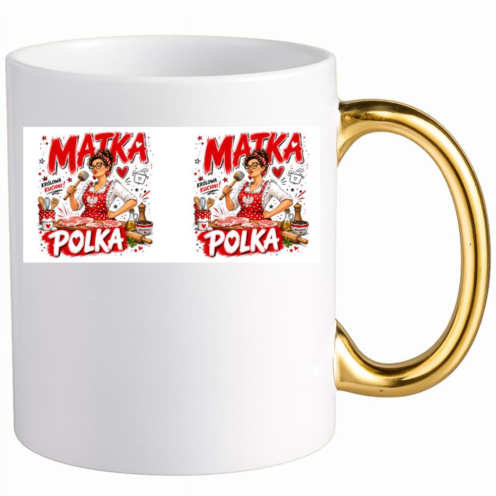 Kubek Matka Polka kubek ucho złote kolor żółty