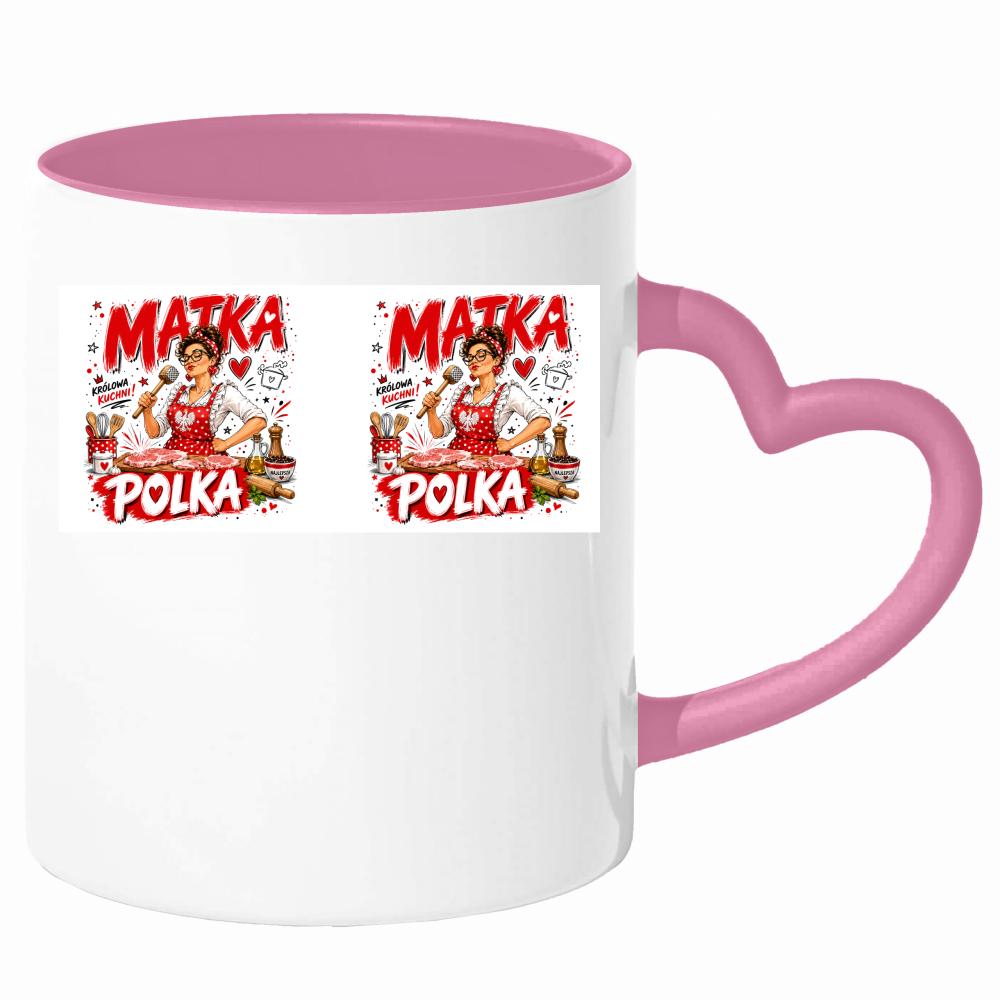 Kubek Matka Polka kubek uchwyt serce kolor serce różowe