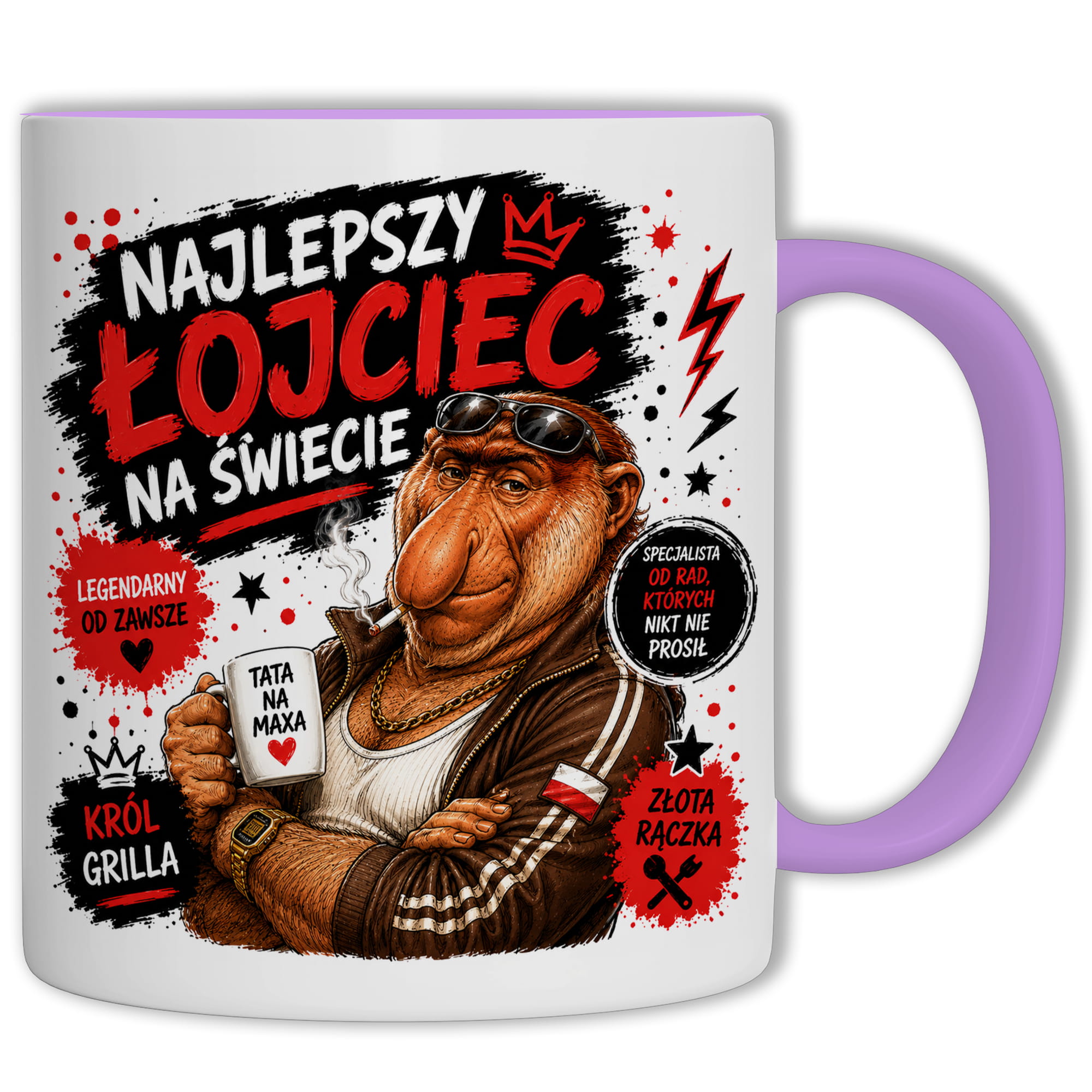 Kubek Najlepszy łojciec na świecie kubek ucho kolor kolor jasnofioletowy