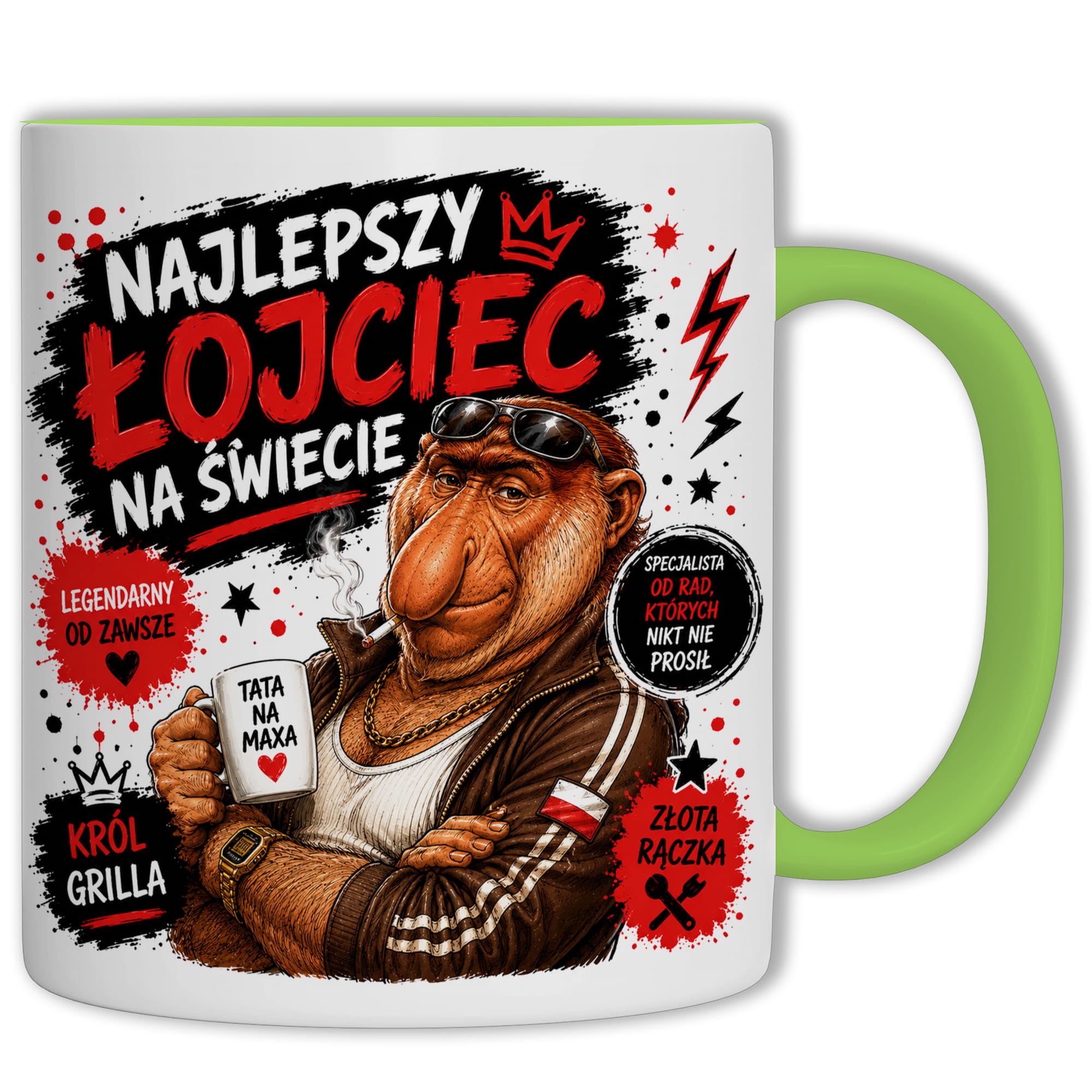 Kubek Najlepszy łojciec na świecie kubek ucho kolor kolor zielony