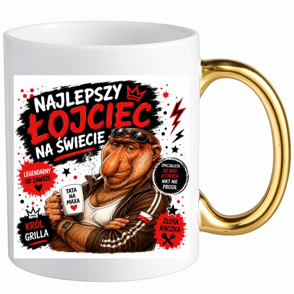 Kubek Najlepszy łojciec na świecie kubek ucho złote kolor czarnyy
