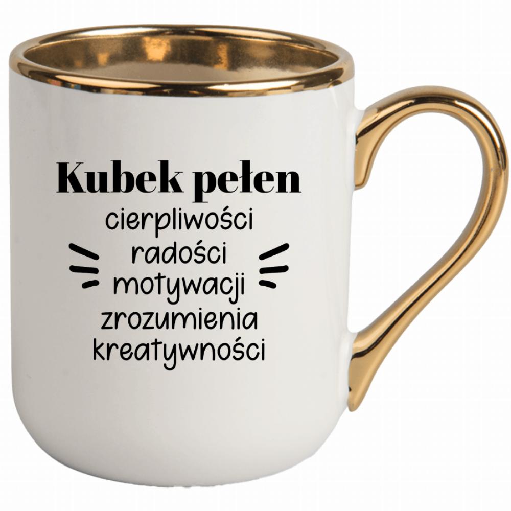 Kubek pełen cierpliwości radości motywacji kubek elegant biały kolor niebieski 2