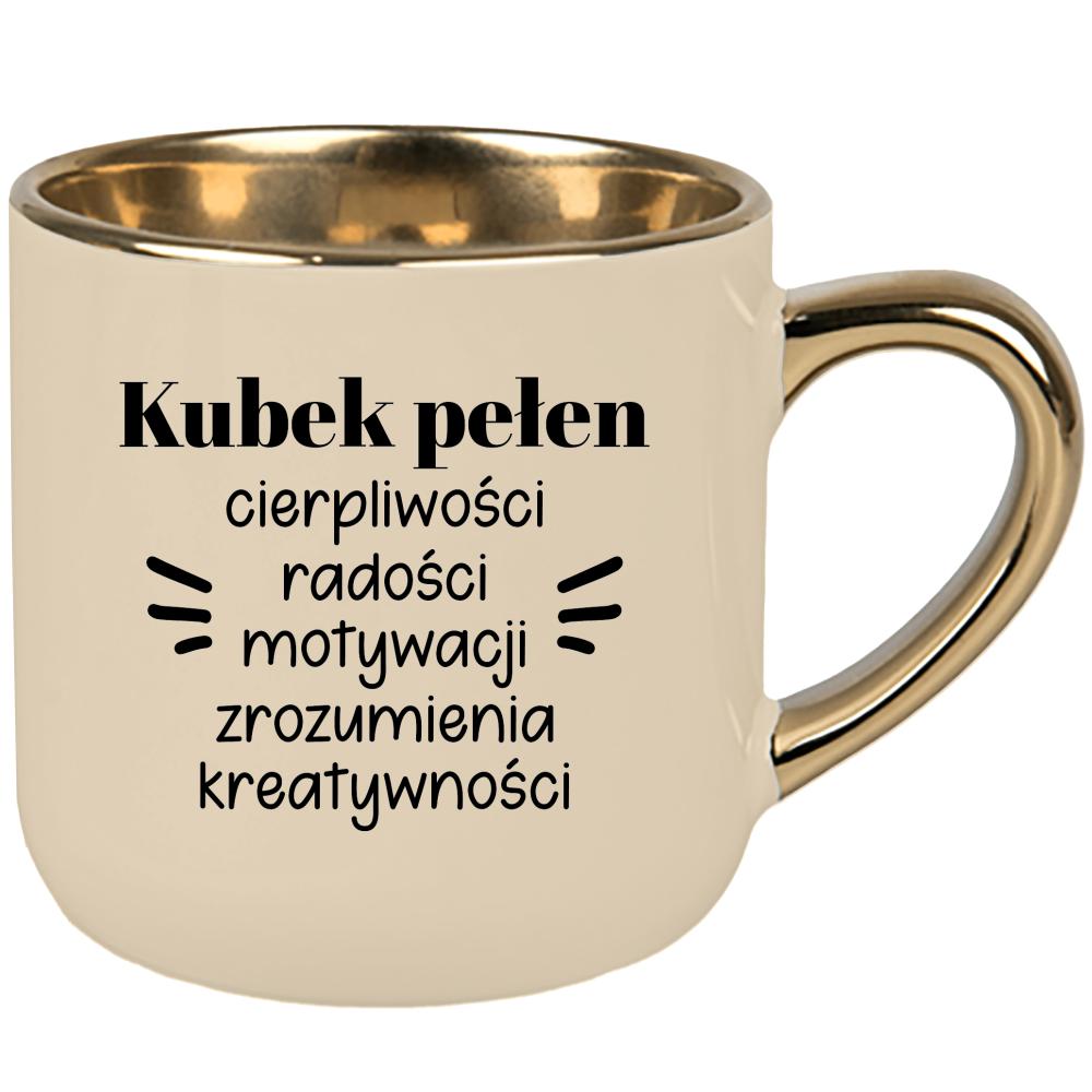 Kubek pełen cierpliwości radości motywacji kubek elegant duży kolor kremowy