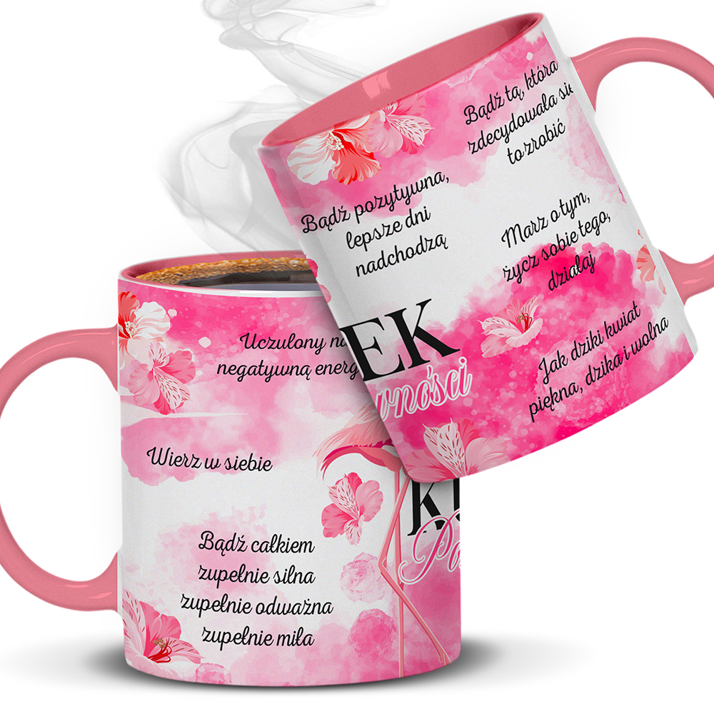KUBEK POZYTYWNOŚCI – AFIRMACJE kubek ucho kolor kolor różowy