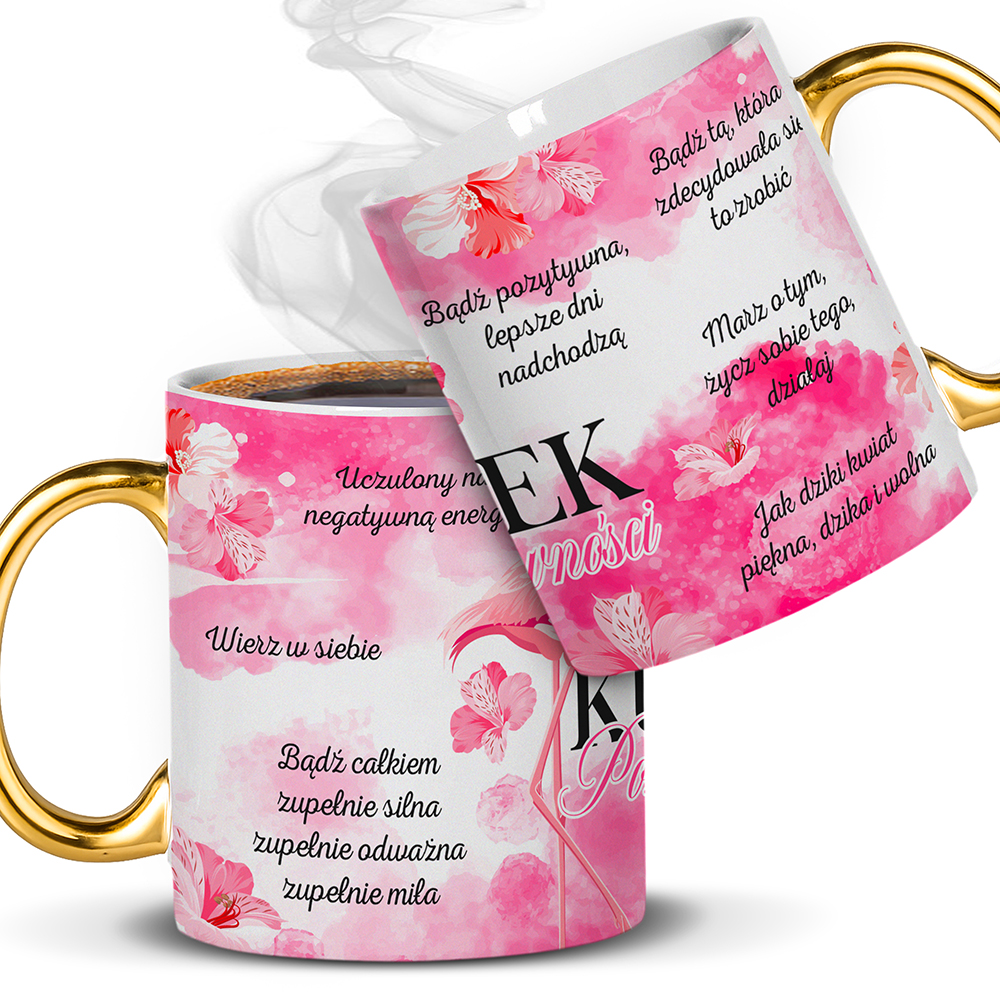 KUBEK POZYTYWNOŚCI – AFIRMACJE kubek ucho złote