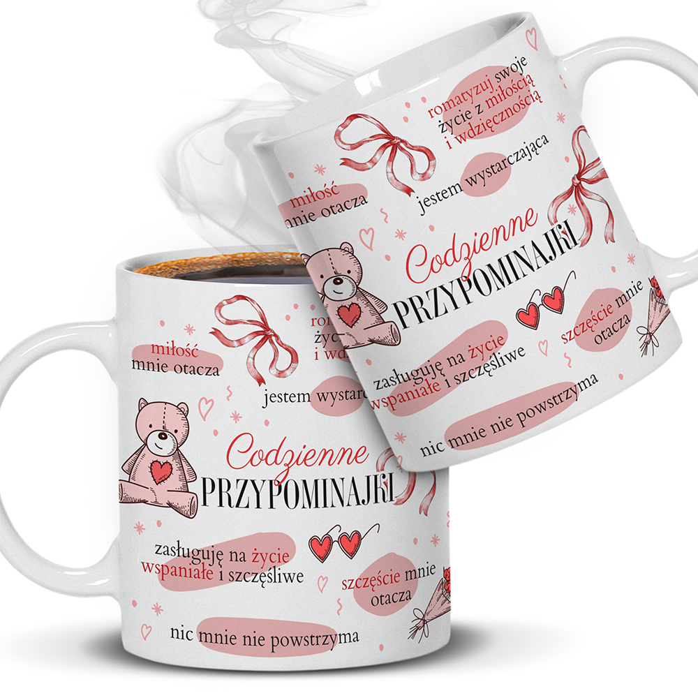 KUBEK POZYTYWNOŚCI – CODZIENNE PRZYPOMINAJKI kubek ucho kolor kolor biały