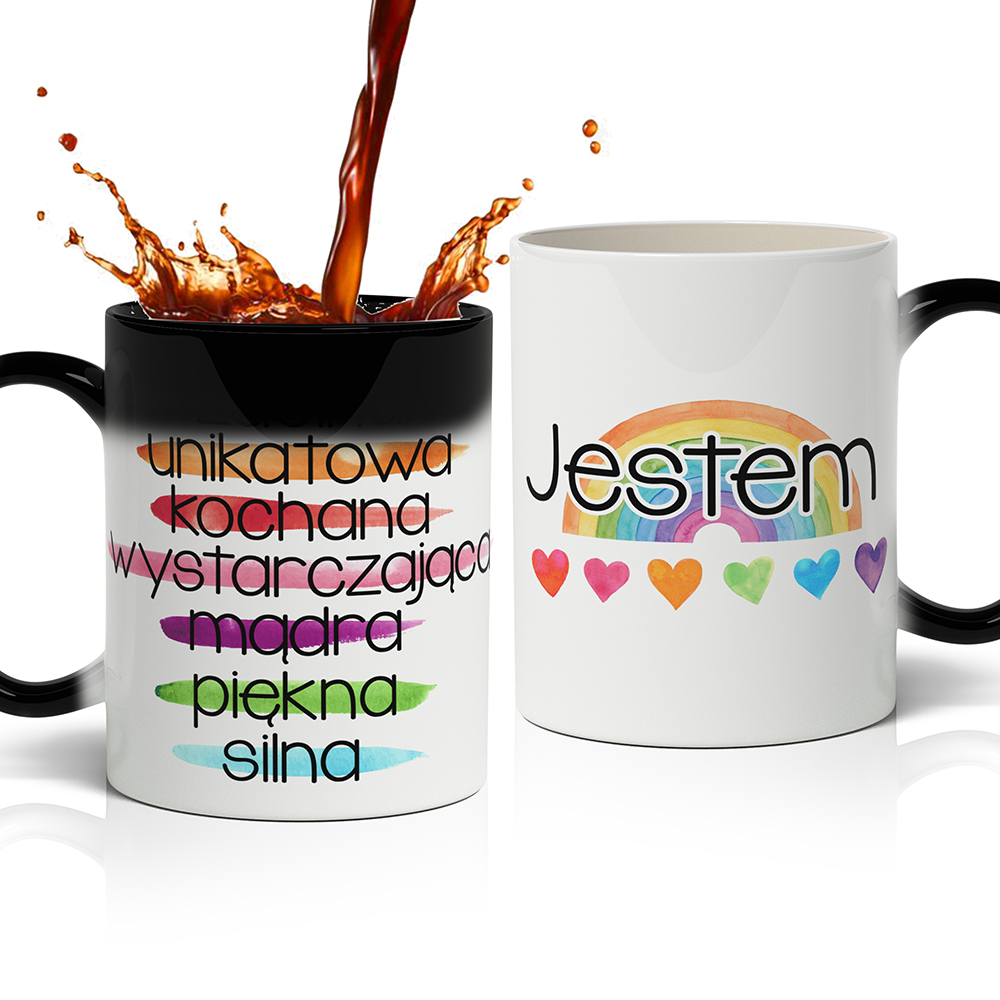 KUBEK POZYTYWNOŚCI – JESTEM kubek magiczny kolor czarny