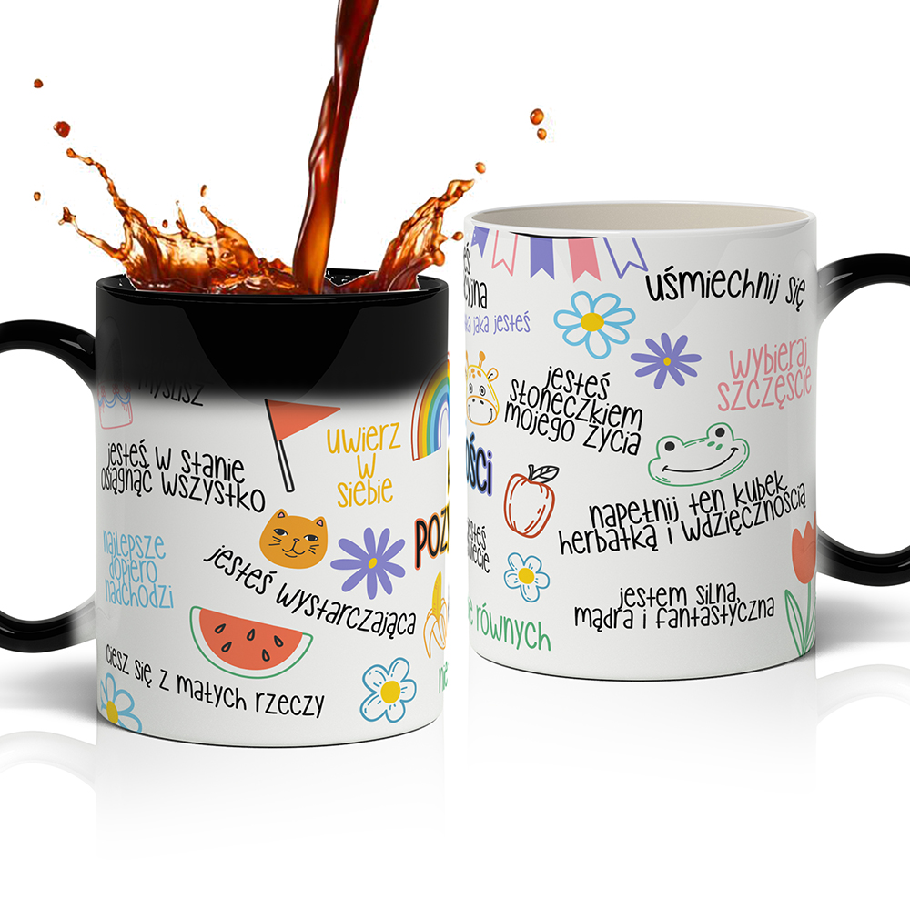 KUBEK POZYTYWNOŚCI kubek magiczny kolor czarny