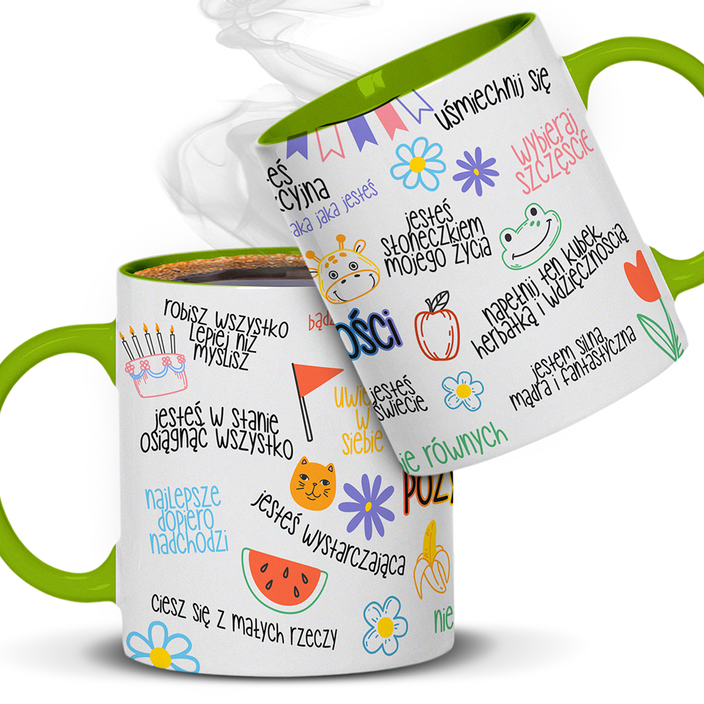 KUBEK POZYTYWNOŚCI kubek ucho kolor kolor zielony