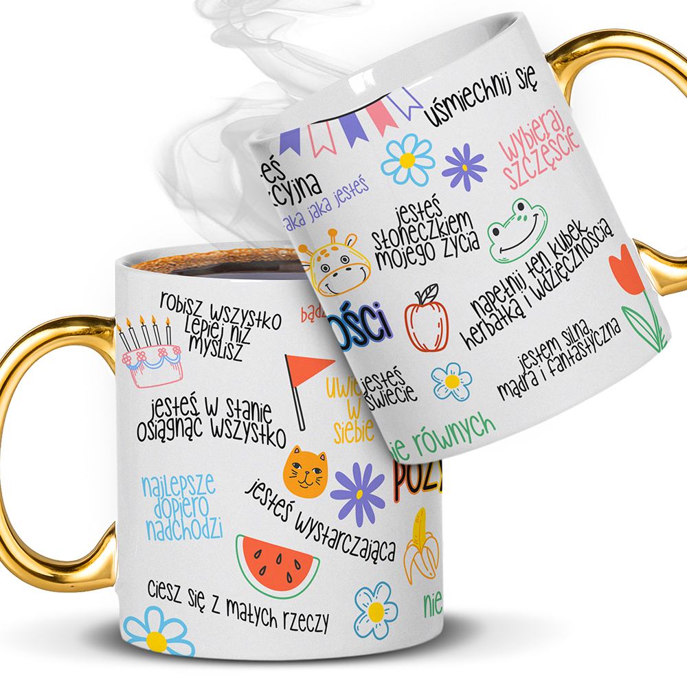 KUBEK POZYTYWNOŚCI kubek ucho złote