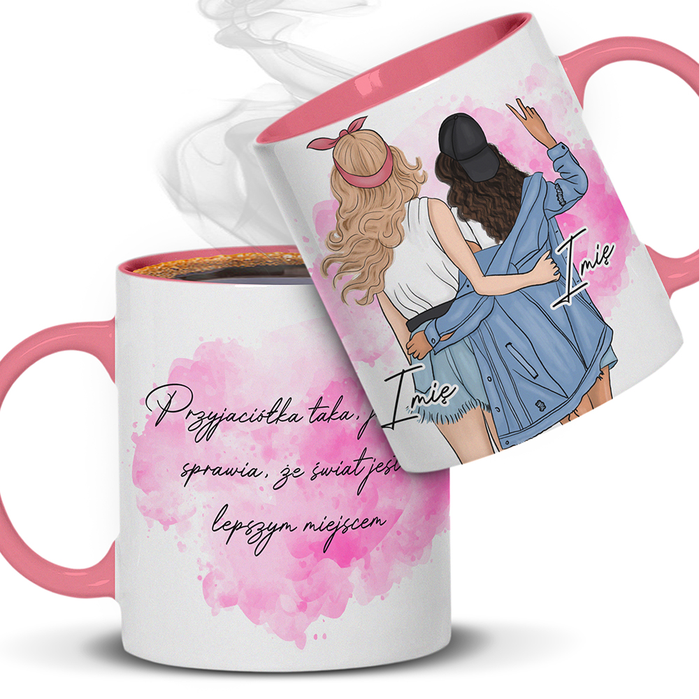KUBEK PRZYJAŹNI – DLA PRZYJACIÓŁEK kubek ucho kolor kolor różowy