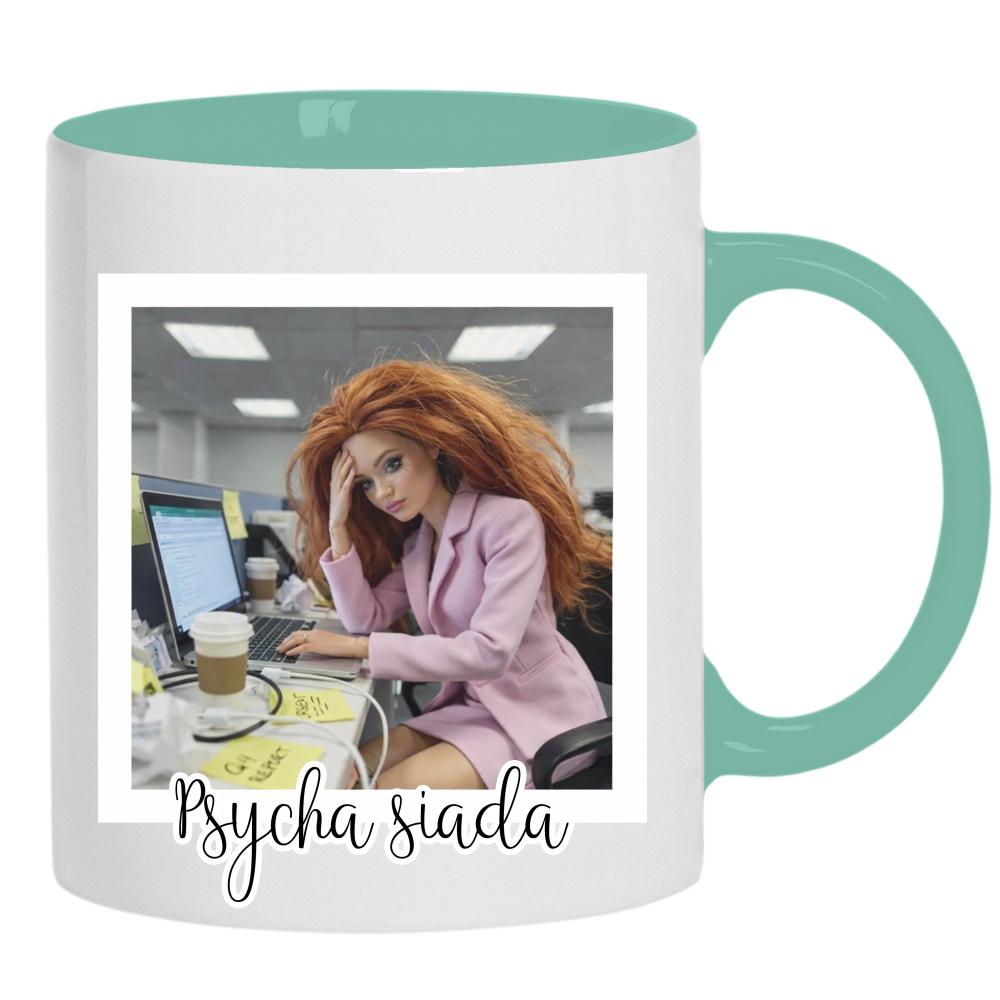 Kubek Psycha Siada kubek ucho kolor kolor miętowo zielony
