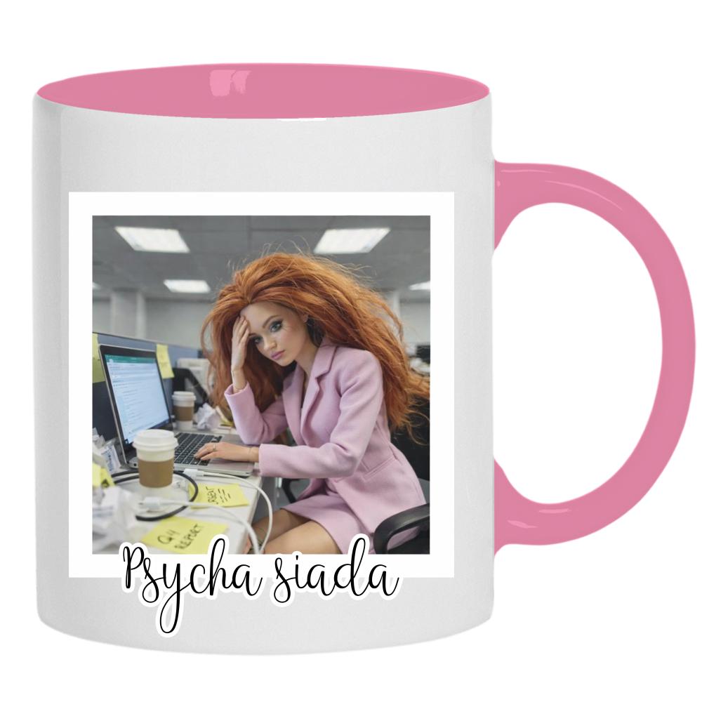 Kubek Psycha Siada kubek ucho kolor kolor różowy