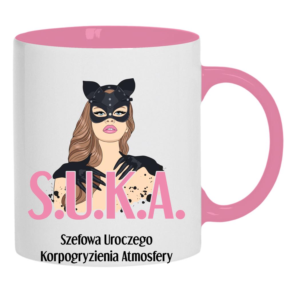 Kubek S.U.K.A kubek ucho kolor kolor różowy
