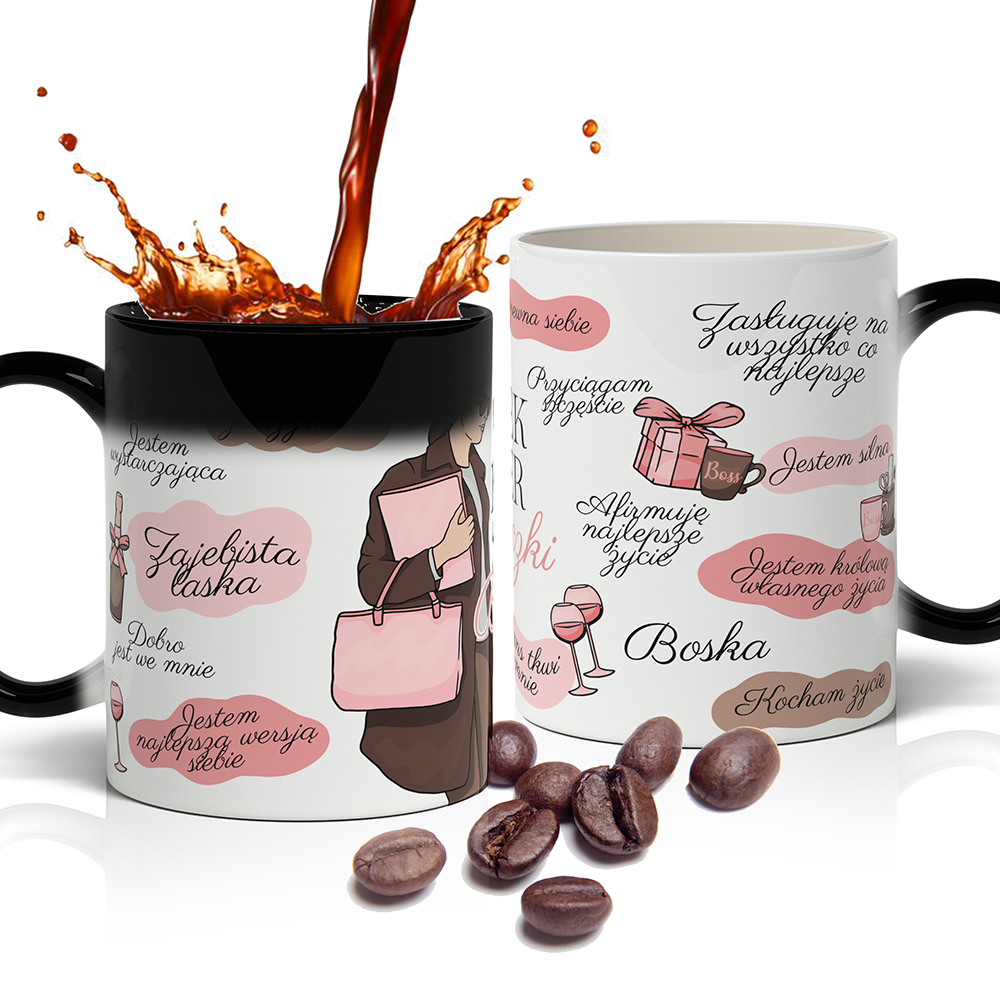 KUBEK SUPER BABECZKI – AFIRMACJE kubek magiczny kolor czarny