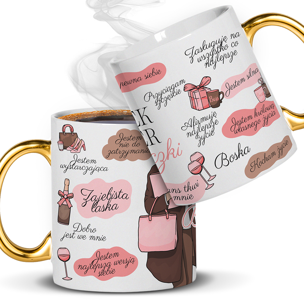 KUBEK SUPER BABECZKI – AFIRMACJE kubek ucho złote