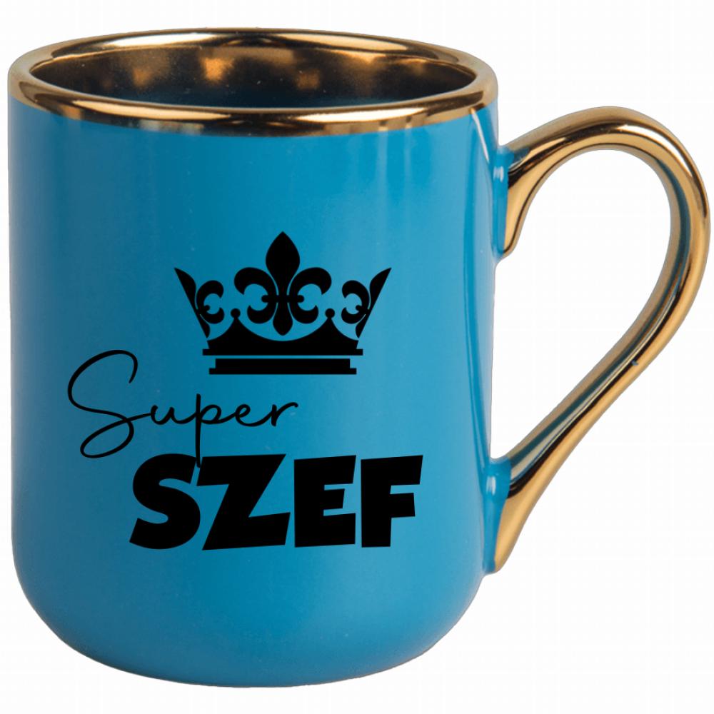 Kubek Super Szef 2 kubek elegant niebieski kolor jasny róż