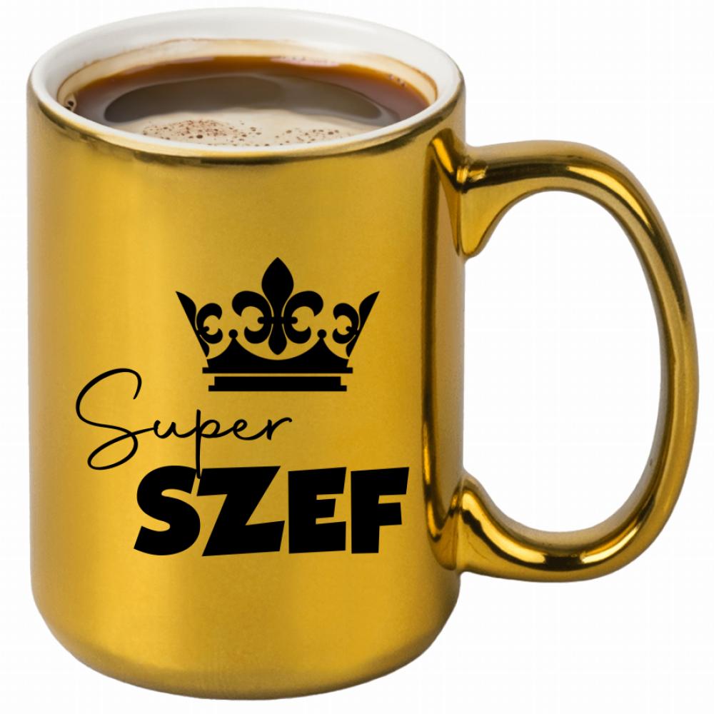 Kubek Super Szef 2 kubek złoty kolor niebieski