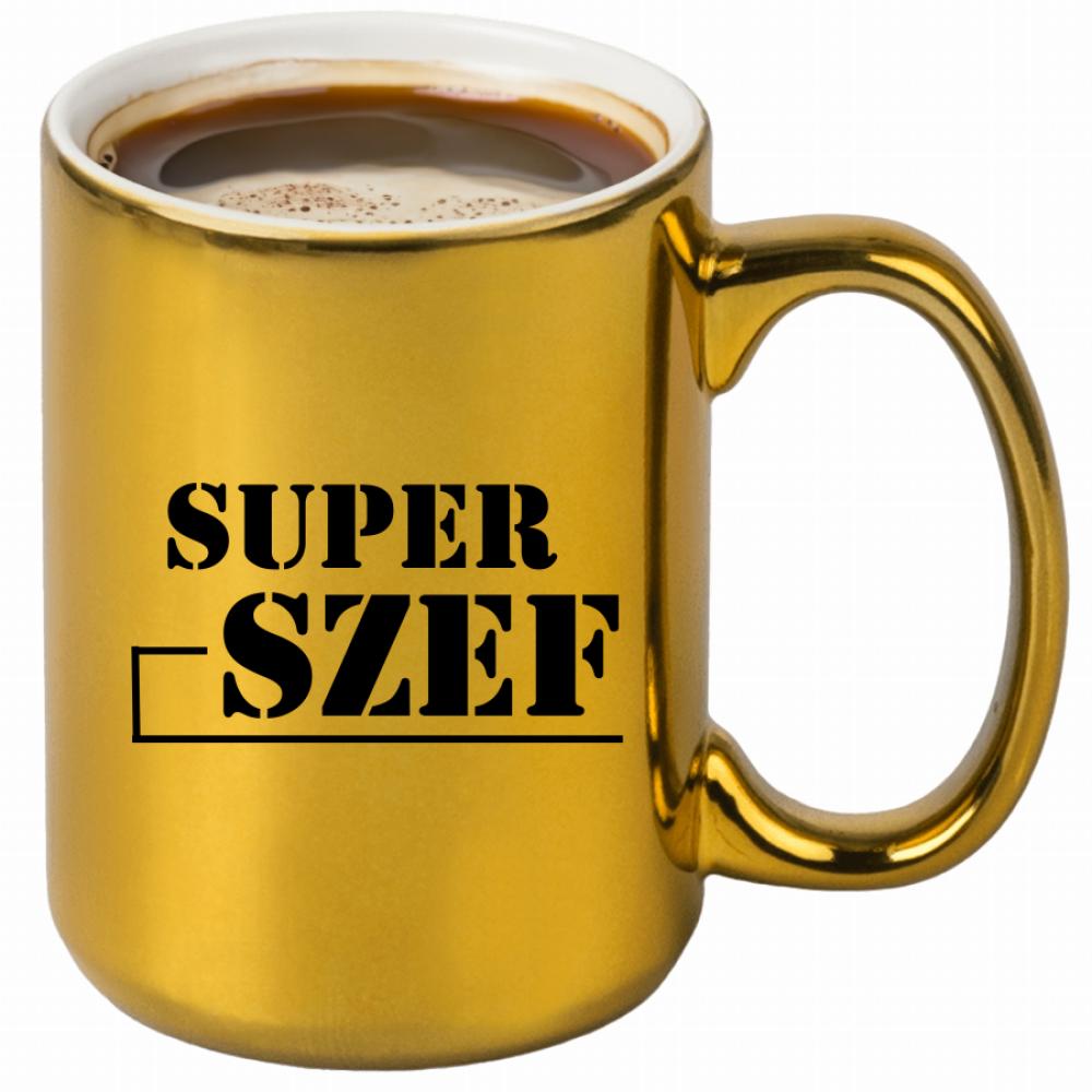 Kubek Super Szef kubek złoty kolor jasny róż