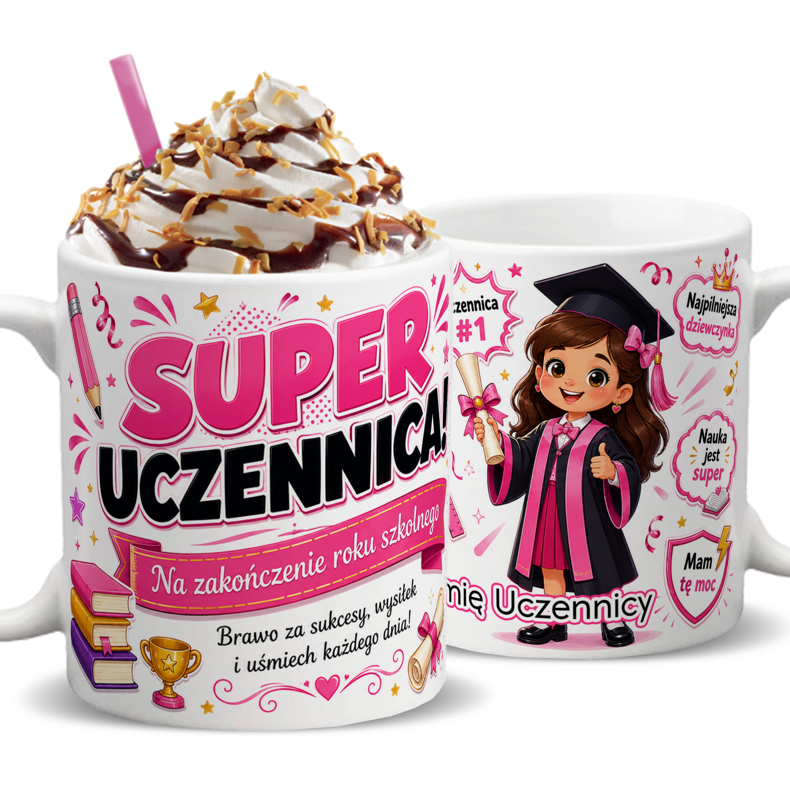 Kubek Super Uczennica kubek ucho kolor kolor biały